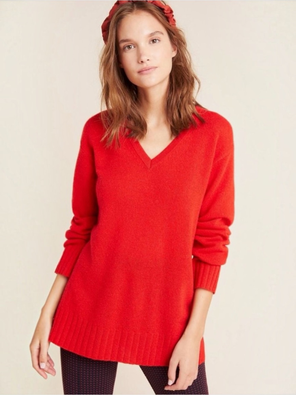 ANTHROPOLOGIE โข 100% Cashmere Tunic Sweater in Red
